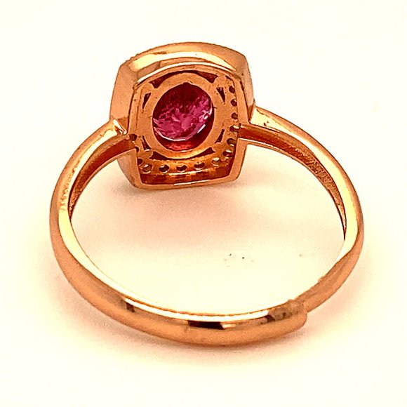 Red Tourmaline .80ct Rose Gold Finish Silver Ring - Picture 4 of 6
